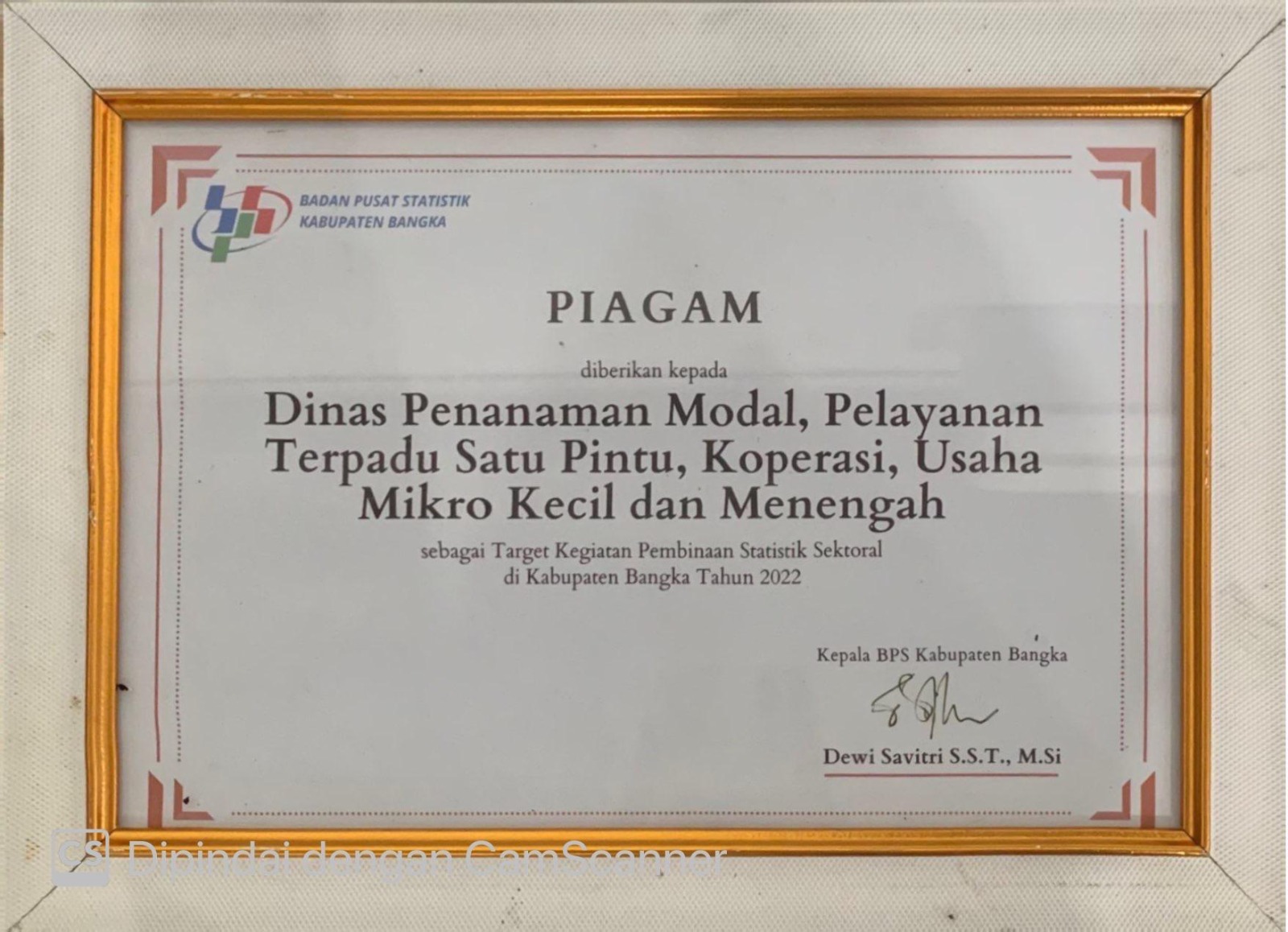 Target Kegiatan Pembinaan Statistik Sektoral di Kabupaten Bangka Tahun 2022